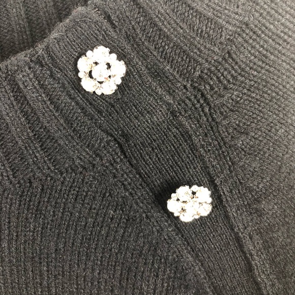 J Crew Jewel Shoulder Sweater Dress Black S Wool - Picture 3 of 6